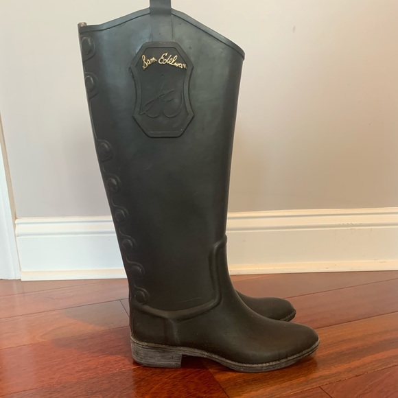 Sam Edelman black rain boot riding boot - Picture 2 of 6
